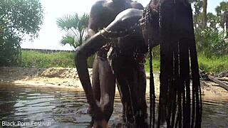 Skinny Zulu hottie fucked while bathing 😍