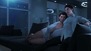 Ava eagerly sucks her boss's monster cock in this 3d cartoon scene.