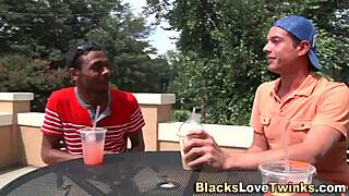 Gay Black Guy Jizzing in Wild Interracial Threesome Action