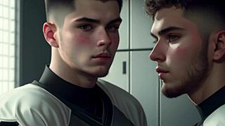 Football Players Suck And Jerk After Game