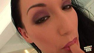 Thick Booty Brunette In Fishnets Lets Three Men Pound Her Ass And Cum On It