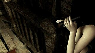 the cute horror queen gets scared and fingers her pussy until she squirts all over