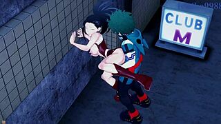 Mina Ashido, Momo Yaoyorozu, Izuku Midoriya in Intense Hentai Sex