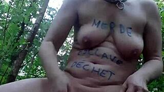 Whore Slave Masturbates In Forest BDSM Scene
