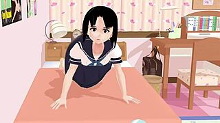 anime school girl in sailor uniform posing?