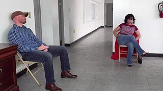 Damn! Milf Chokes on Cum in Doctor's Waiting Room!