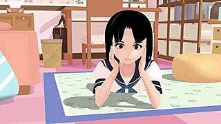 anime school girl in sailor uniform posing?