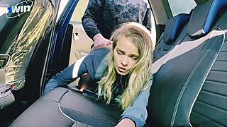 Trip Ends With Huge Cumshot on My Pussy in Public Car Scene