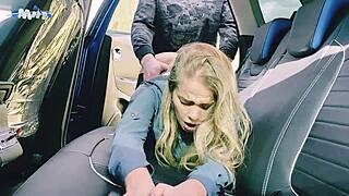 Trip Ends With Huge Cumshot on My Pussy in Public Car Scene