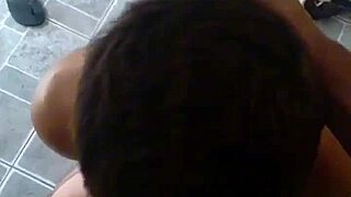 Street guy squeezes cock, gets deepthroat on rooftop