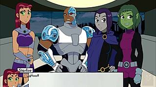 Kitten Breaks Starfire's Ass in Anal Scene with Raven Waiting