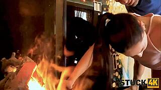 Erotic novel becomes reality as man fucks bent over brunette milf with blowjob and sucking.