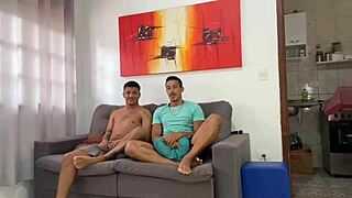 I fucked my well-hung buddy in the living room! 😜