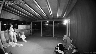 Amateurs bent over for wet pussy sucking and creampie in public