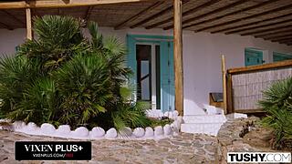 Little Caprice and friend gape hard in wild threesome.