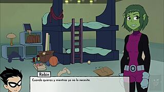 Kitten Breaks Starfire's Ass in Anal Scene with Raven Waiting