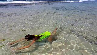 amateurs get wild with screaming sex on a paradise beach under the open sky.