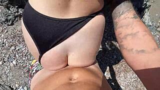 Hot Brunette Bangs Stranger on Public Beach