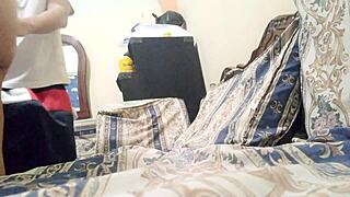 Madrastra Seduces Hijastro Watching Her Rub Clit At Home! Then He Bends Her Over!