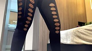 Yo, caught my hermanastra in a bikini with big tits and ass! Spying on her fitness routine is wild.