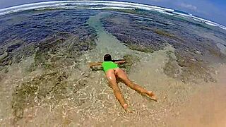 amateurs get wild with screaming sex on a paradise beach under the open sky.