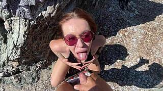 Hot Brunette Bangs Stranger on Public Beach