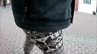norwegian leggings in outdoor fetish setting