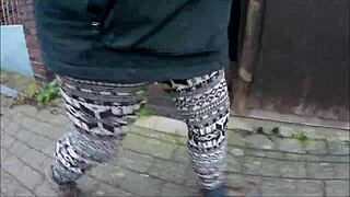 norwegian leggings in outdoor fetish setting