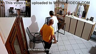 Horny secretary masturbates at work?