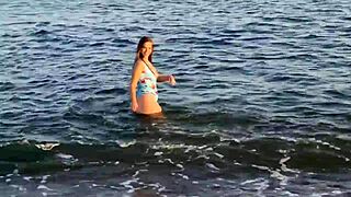 anaduro12 gets super naughty on the beach showing off her teen ass in public