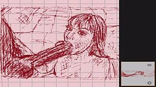 Watch this cute MILF blowjob on that monster cock in dark hentai!!