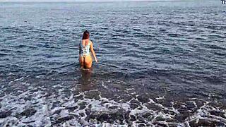 anaduro12 gets super naughty on the beach showing off her teen ass in public