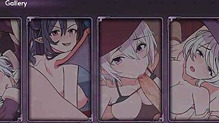 Nun in anime hentai threesome gives blowjob and pussy play in group game.