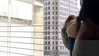 mia dior gets fucked in a public parking garage, outdoor and risky.