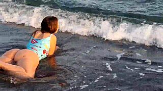 anaduro12 gets super naughty on the beach showing off her teen ass in public