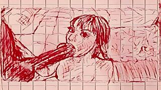 Watch this cute MILF blowjob on that monster cock in dark hentai!!