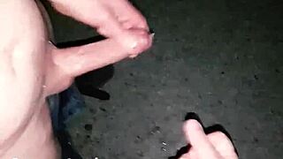 Homemade anal sex with stranger at gay club ends in mutual cum.