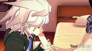 dangan ronpa yaoi blowjob and doggy creampie