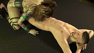 Goth girl 69 in a curvy 3d cartoon close up