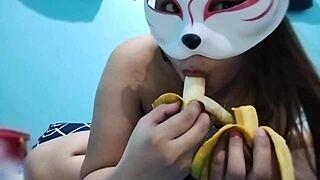 Fruit fetish with busty asian babe banana time