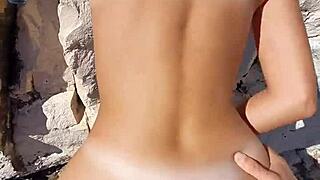 Quick pounding with hot teen on public beach