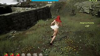 in this hentai game, red riding hood gets caught and has sex with big cock creampie