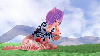 Intense creampie on big tits