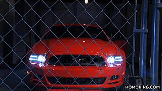 Strong Gay Couple Fucking On The Roof Of A Nice Red Car