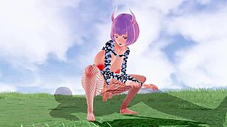 Intense creampie on big tits