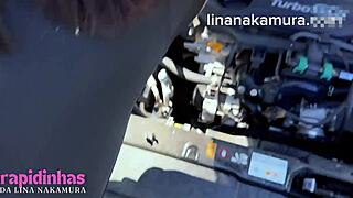 Young Asian Girl Seeks Truck Driver Help On Road.