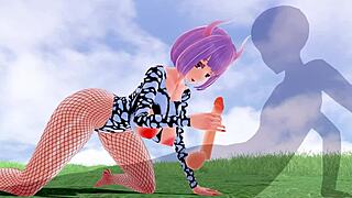 Intense creampie on big tits