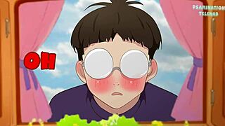 Okarun PEEKS at MOMO naked in massage parlor! Dandadan hentai parody.