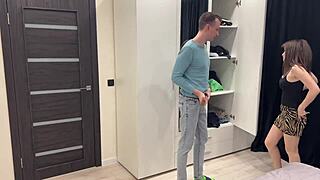 cuckolded husband watches wife cheat with young teen in front