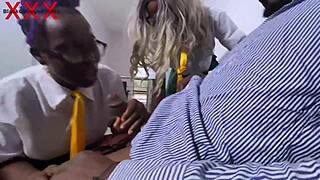 Squirting babe gets hairy creampie during school